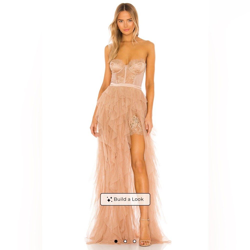Love & Lemons X REVOLVE Bustier Gown in Warm Taupe // Size Small